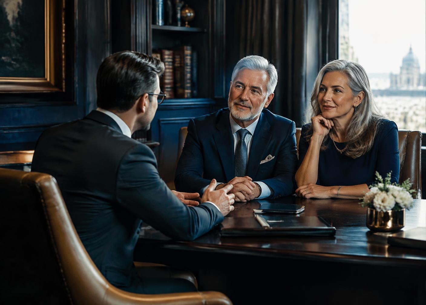 Wealth advisor meeting with clients